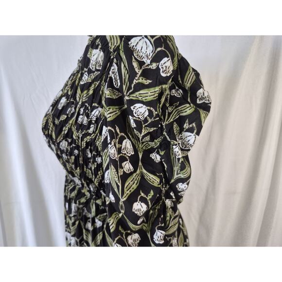 Sold! New W/Tag Anthropologie Black Floral Long Sleeve Ruffle Mini Dress Small - Picture 8 of 13